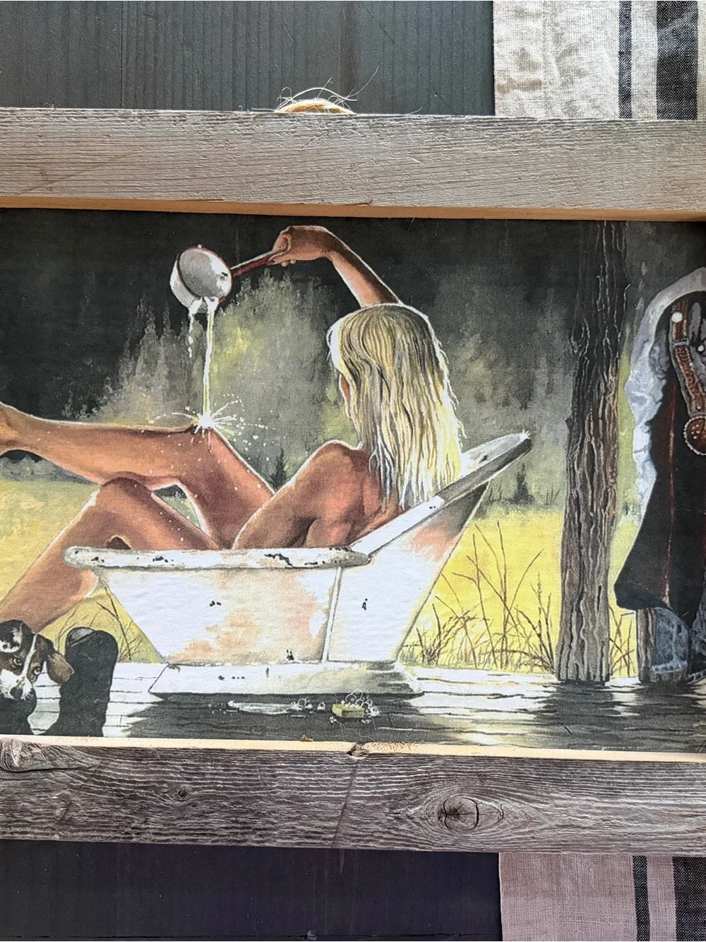 Rustic White Clawfoot Bathtub Wall Art - Home Bath Decor